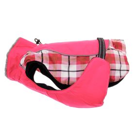 Alpine All-Weather Dog Coat (Color: Raspberry Plaid, size: 3X-Large)