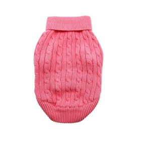 Combed Cotton Cable Knit Dog Sweater (Color: Candy Pink, size: medium)