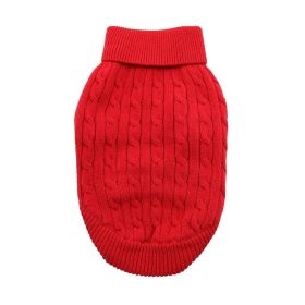Combed Cotton Cable Knit Dog Sweater (Color: Fiery Red, size: large)