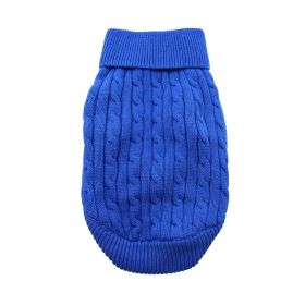 Combed Cotton Cable Knit Dog Sweater (Color: Riverside Blue, size: X-Large)
