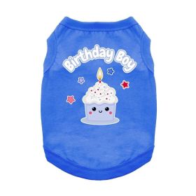 Birthday Boy Dog Shirt (Color: Blue, size: X-Large)