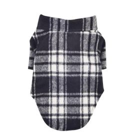 Flannel Dog Shirt (Color: Black and White Plaid, size: large)