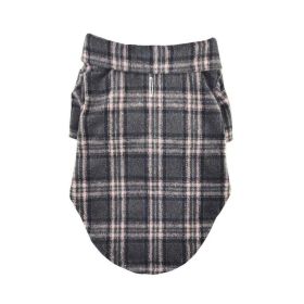 Flannel Dog Shirt (Color: Dark Gray and Pink Plaid, size: large)