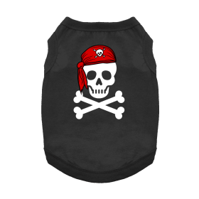 Pirate Skull with Red Bandana Dog Shirt (Color: Jet Black, size: X-Large)