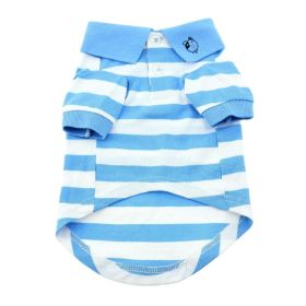 Striped Dog Polo (Color: Blue Niagara and White, size: 3X-Large)
