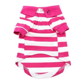 Striped Dog Polo (Color: Pink Yarrow and White, size: 3X-Large)