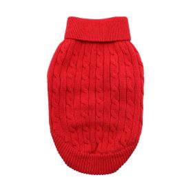 Combed Cotton Cable Knit Dog Sweater (Color: Fiery Red, size: medium)