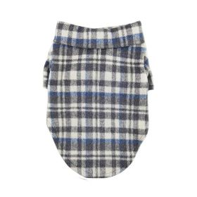 Flannel Dog Shirt (Color: Gray and Blue Plaid, size: medium)