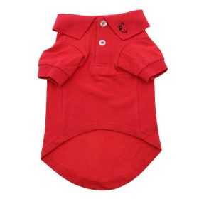 Solid Dog Polo (Color: Flame Scarlet Red, size: large)