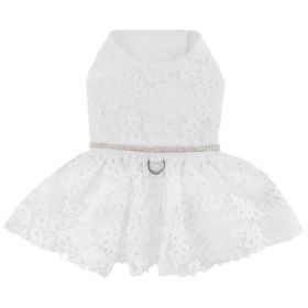 White Lace Dog Wedding Dress with Matching Leash (size: large)