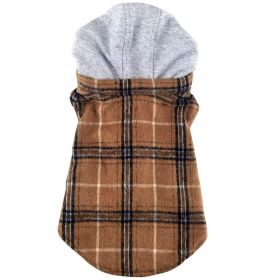 Weekender Dog Sweatshirt Hoodie (Color: Brown & Black Plaid Flannel, size: small)