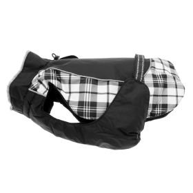 Alpine All-Weather Dog Coat (Color: Black and White Plaid, size: medium)