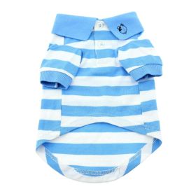 Striped Dog Polo (Color: Blue Niagara and White, size: medium)