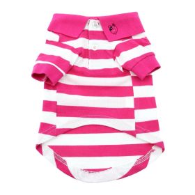 Striped Dog Polo (Color: Pink Yarrow and White, size: X-Small)