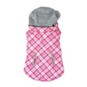 Weekender Dog Sweatshirt Hoodie (Color: Pink & White Plaid, size: X-Small)